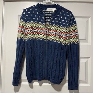 Liz Claiborne Zip-Up Knit Fair Isle Sweater